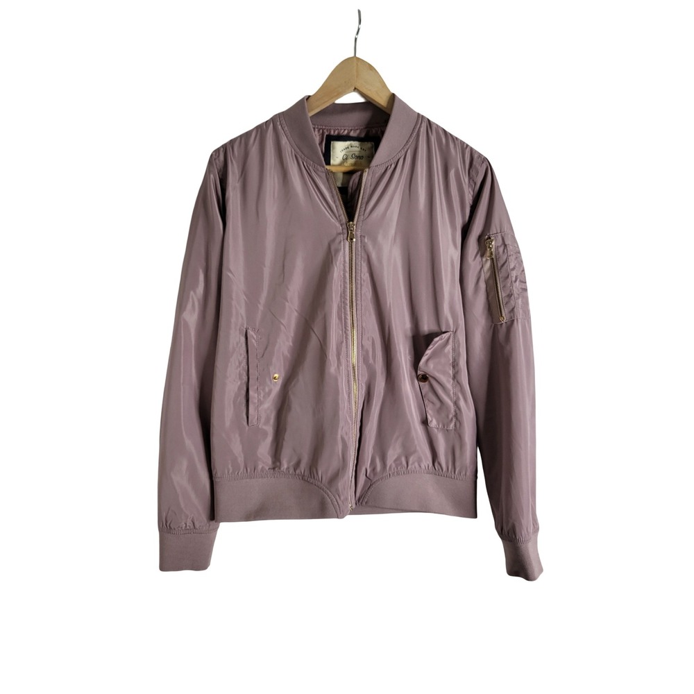 Ci Sono Dusty Lavender Bomber Jacket Purple Full Zip Size L Y2K Casual Pastel